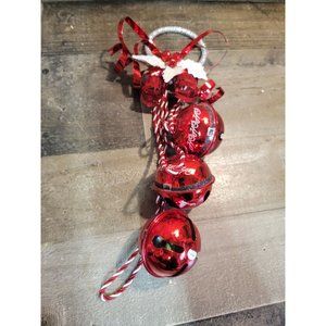 Ho Ho Ho red bell metal hanging mistletoe Xmas Decor